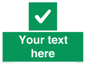 Custom green background, green square with tick sign